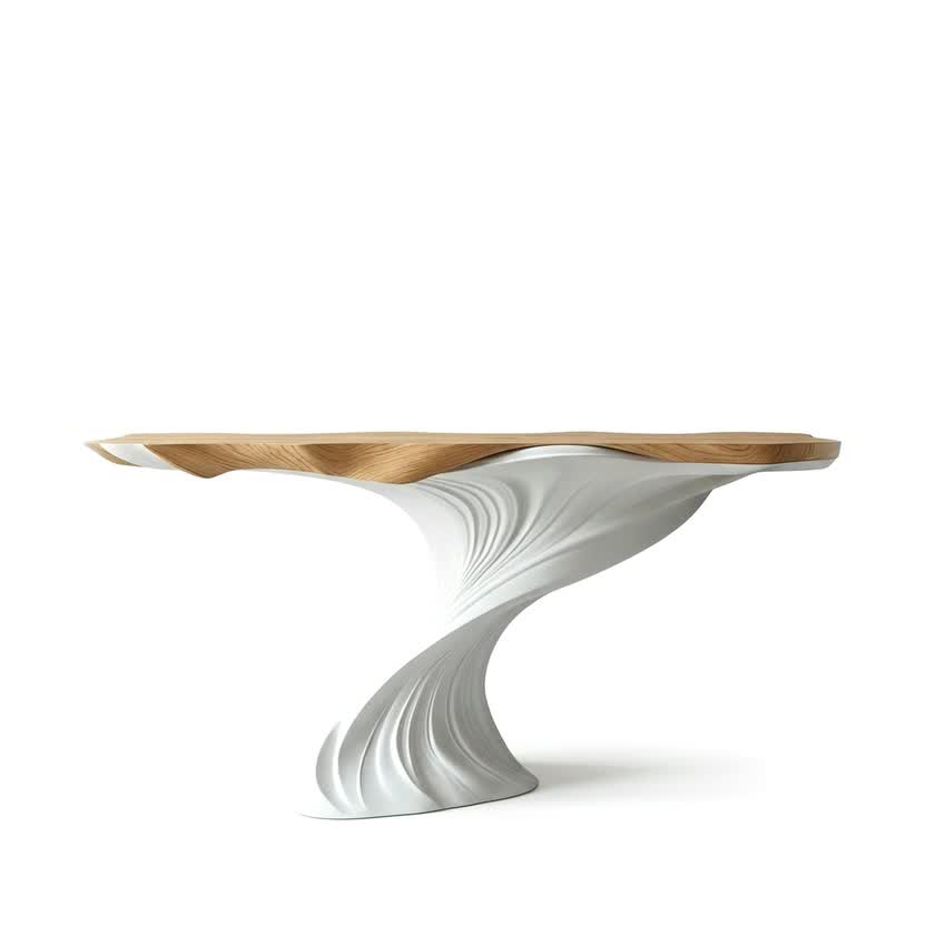 Bàn console mặt gỗ đế uốn