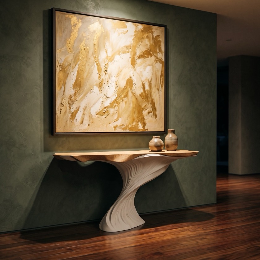 Bàn console mặt gỗ đế uốn, Cảnh 5