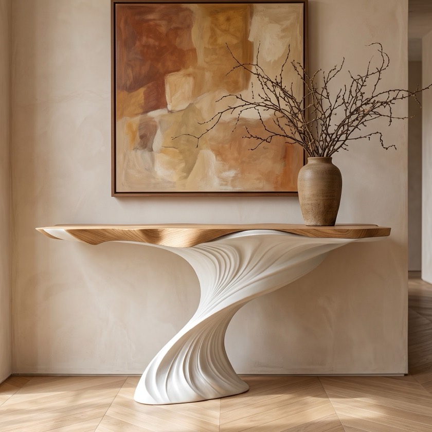 Bàn console mặt gỗ đế uốn, Cảnh 1