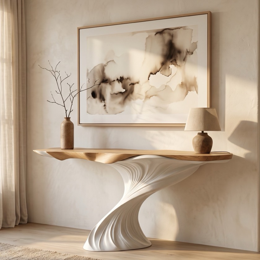 Bàn console mặt gỗ đế uốn, Cảnh 3