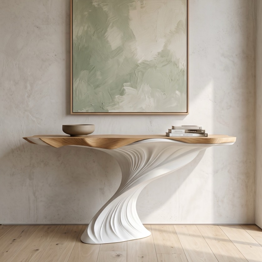 Bàn console mặt gỗ đế uốn, Cảnh 2